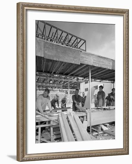 Carpenters on a Building Site, Gainsborough, Lincolnshire, 1960-Michael Walters-Framed Photographic Print