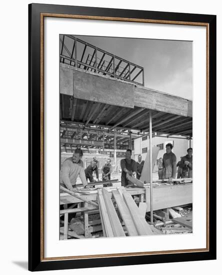Carpenters on a Building Site, Gainsborough, Lincolnshire, 1960-Michael Walters-Framed Photographic Print