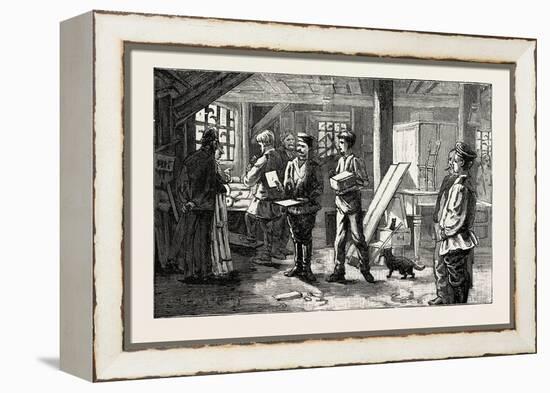 Carpenters Shop, 1890-null-Framed Premier Image Canvas