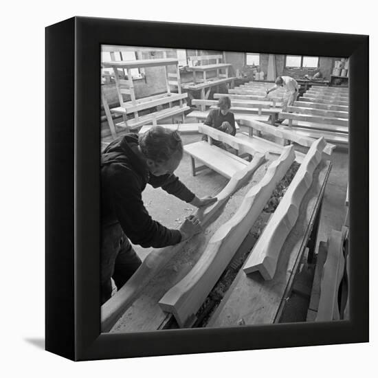 Carpenters Working on Church Pews at a Small Carpentry Workshop, South Yorkshire, 1969-Michael Walters-Framed Premier Image Canvas