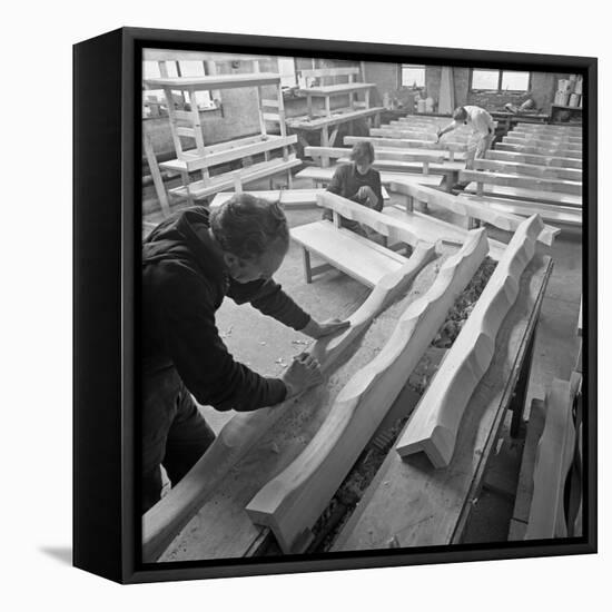 Carpenters Working on Church Pews at a Small Carpentry Workshop, South Yorkshire, 1969-Michael Walters-Framed Premier Image Canvas