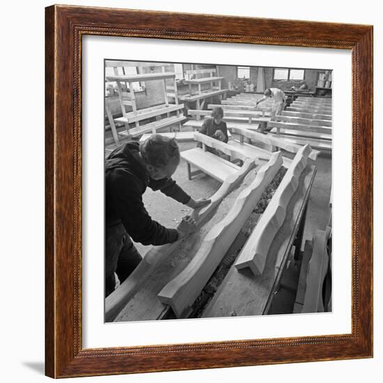 Carpenters Working on Church Pews at a Small Carpentry Workshop, South Yorkshire, 1969-Michael Walters-Framed Photographic Print