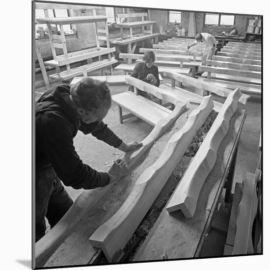 Carpenters Working on Church Pews at a Small Carpentry Workshop, South Yorkshire, 1969-Michael Walters-Mounted Photographic Print