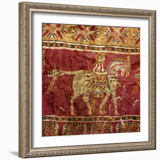 Carpet detail, Man and Horse, from Tomb at Pazyryk, Altai, USSR, 5th century BC-4th century BC-Unknown-Framed Giclee Print