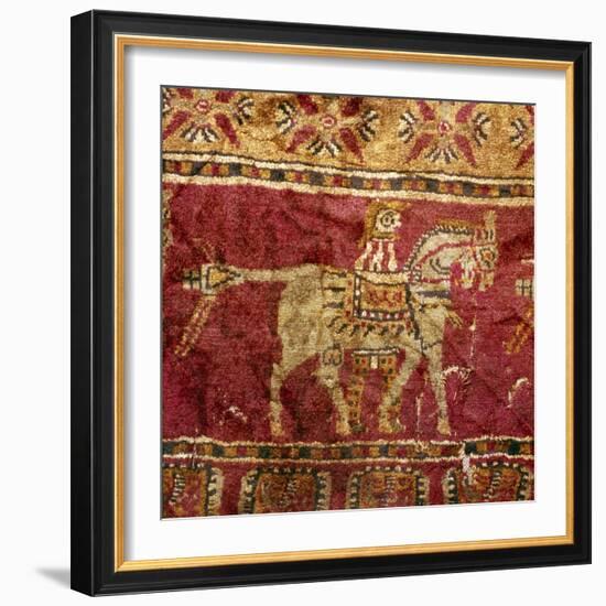 Carpet detail, Man and Horse, from Tomb at Pazyryk, Altai, USSR, 5th century BC-4th century BC-Unknown-Framed Giclee Print