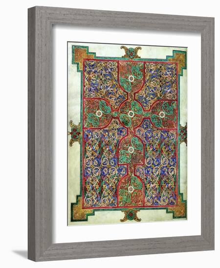 Carpet Page from the Lindisfarne Gospels, Around 698-700, Design in the Shape of a Cross-null-Framed Giclee Print