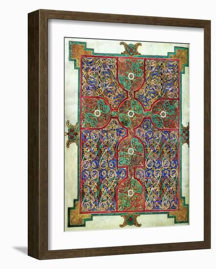 Carpet Page from the Lindisfarne Gospels, Around 698-700, Design in the Shape of a Cross-null-Framed Giclee Print