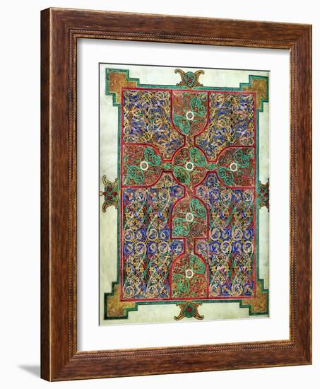 Carpet Page from the Lindisfarne Gospels, Around 698-700, Design in the Shape of a Cross-null-Framed Giclee Print