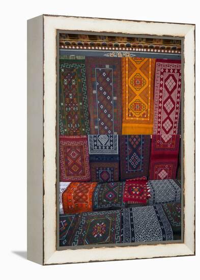 Carpets for sale at market, Bhutan.-Gavriel Jecan-Framed Premier Image Canvas