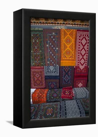 Carpets for sale at market, Bhutan.-Gavriel Jecan-Framed Premier Image Canvas