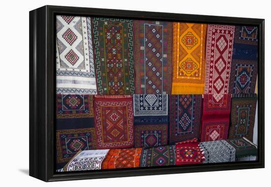 Carpets for sale at market, Bhutan.-Gavriel Jecan-Framed Premier Image Canvas