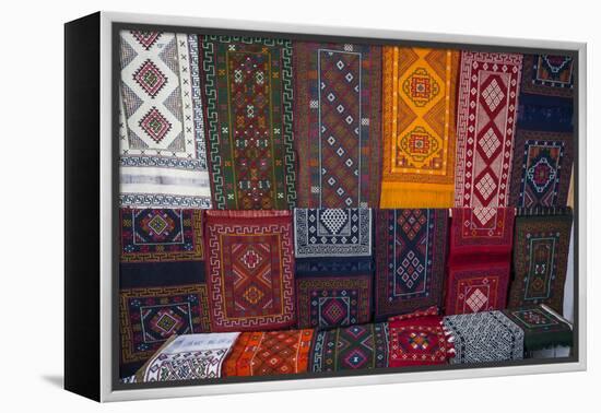 Carpets for sale at market, Bhutan.-Gavriel Jecan-Framed Premier Image Canvas