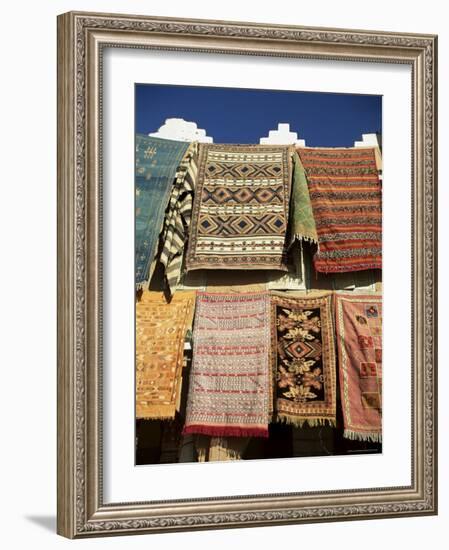 Carpets for Sale Outside Shop in Frontier Town of Agdz, Morocco, North Africa, Africa-Lee Frost-Framed Photographic Print