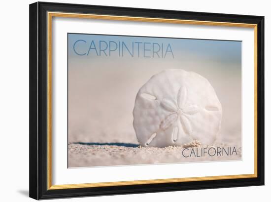 Carpinteria, California - Sand Dollar on Beach-Lantern Press-Framed Art Print