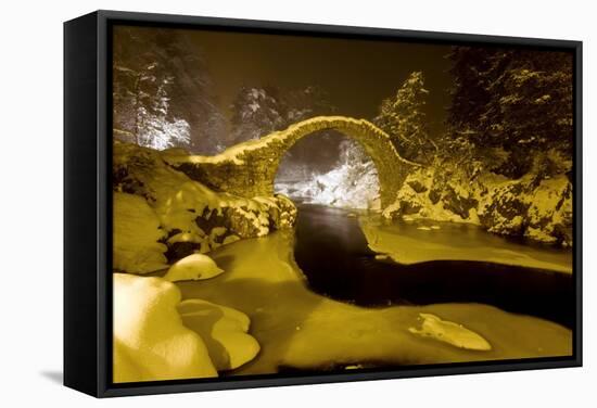 Carr Bridge At Night In Winter-Duncan Shaw-Framed Premier Image Canvas