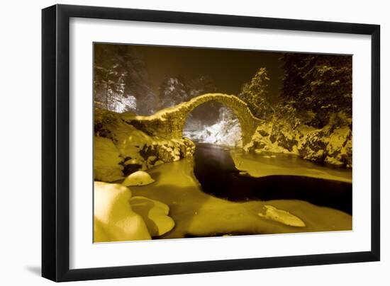 Carr Bridge At Night In Winter-Duncan Shaw-Framed Photographic Print