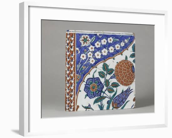 Carreau à décor floral polychrome-null-Framed Giclee Print