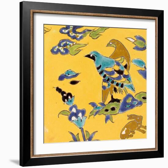 Carreau de revêtement aux deux oiseaux et au lièvre-null-Framed Giclee Print