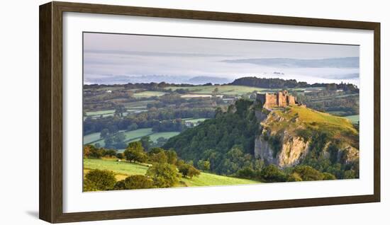 Carreg Cennen Castle at dawn on a misty summer morning, Brecon Beacons National Park, Carmarthenshi-Adam Burton-Framed Photographic Print