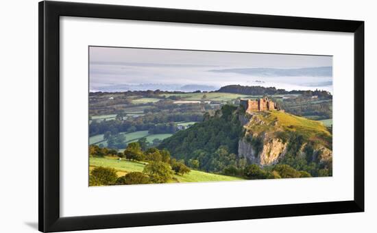 Carreg Cennen Castle at dawn on a misty summer morning, Brecon Beacons National Park, Carmarthenshi-Adam Burton-Framed Photographic Print
