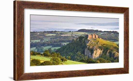 Carreg Cennen Castle at dawn on a misty summer morning, Brecon Beacons National Park, Carmarthenshi-Adam Burton-Framed Photographic Print