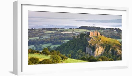 Carreg Cennen Castle at dawn on a misty summer morning, Brecon Beacons National Park, Carmarthenshi-Adam Burton-Framed Photographic Print