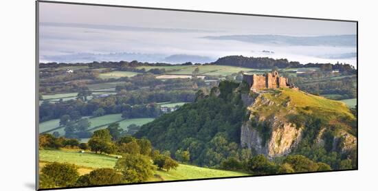 Carreg Cennen Castle at dawn on a misty summer morning, Brecon Beacons National Park, Carmarthenshi-Adam Burton-Mounted Photographic Print