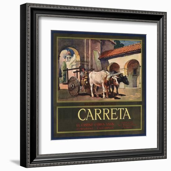 Carreta Brand - Claremont, California - Citrus Crate Label-Lantern Press-Framed Art Print