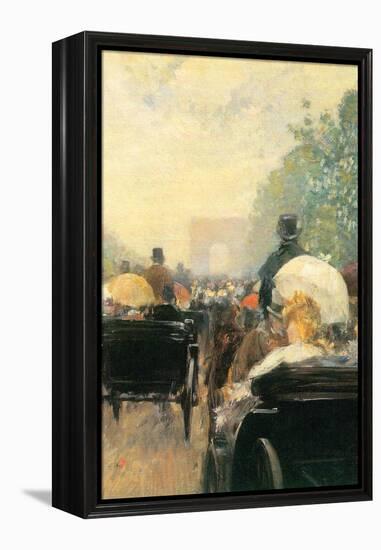 Carriage Parade-Childe Hassam-Framed Stretched Canvas