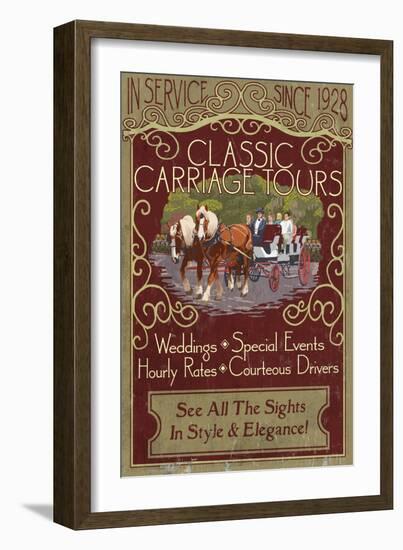 Carriage Tours - Vintage Sign-Lantern Press-Framed Art Print