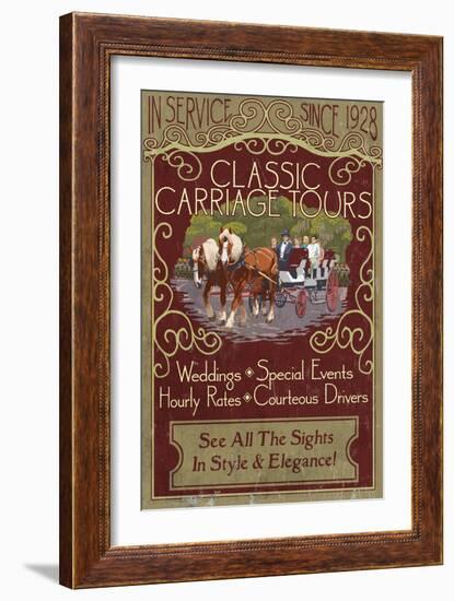 Carriage Tours - Vintage Sign-Lantern Press-Framed Art Print