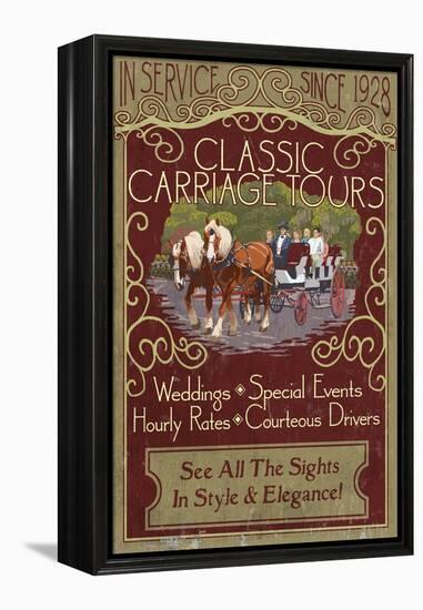 Carriage Tours - Vintage Sign-Lantern Press-Framed Stretched Canvas