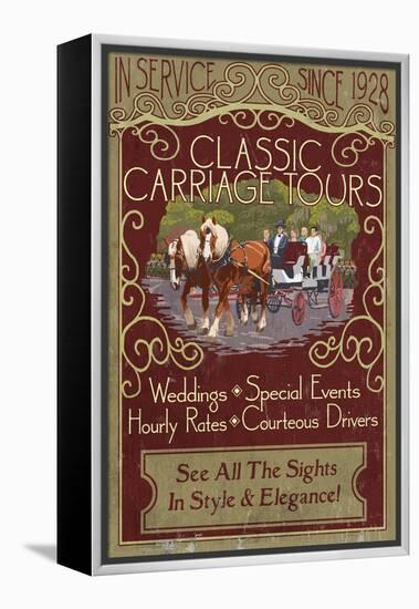 Carriage Tours - Vintage Sign-Lantern Press-Framed Stretched Canvas