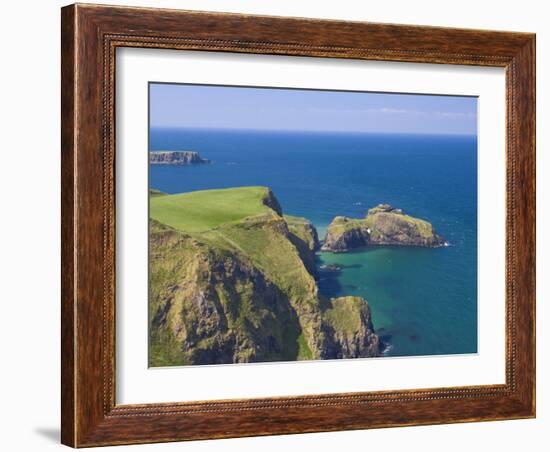 Carrick-A-Rede Rope Bridge to Carrick Island, Larrybane Bay, County Antrim, Northern Ireland-Neale Clarke-Framed Photographic Print