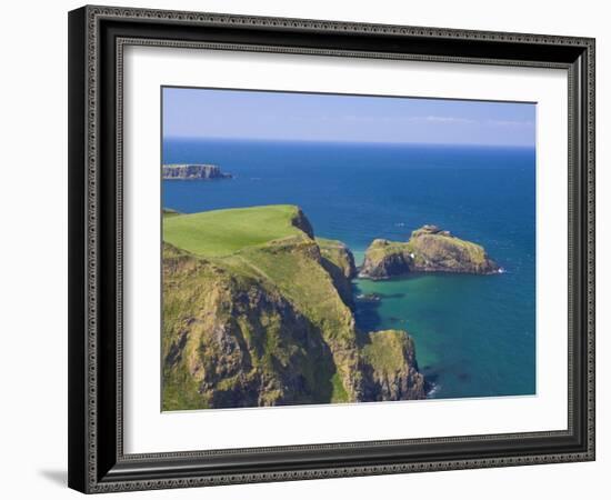 Carrick-A-Rede Rope Bridge to Carrick Island, Larrybane Bay, County Antrim, Northern Ireland-Neale Clarke-Framed Photographic Print