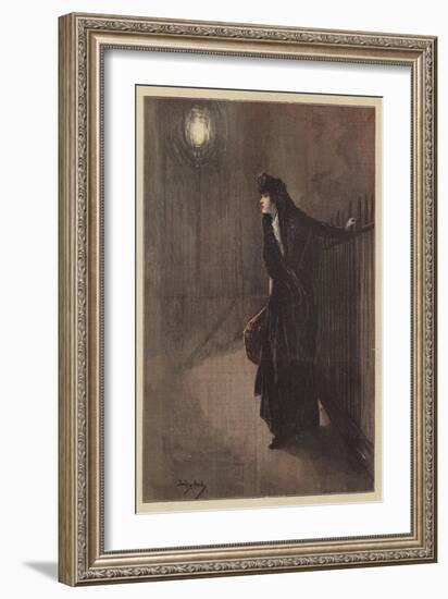 Carrie Shivered as She Clung to the Hoar-Frosted Railings (Colour Litho)-Dudley Hardy-Framed Giclee Print