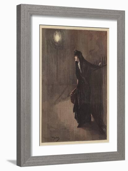 Carrie Shivered as She Clung to the Hoar-Frosted Railings (Colour Litho)-Dudley Hardy-Framed Giclee Print