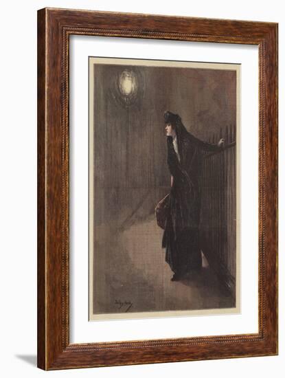 Carrie Shivered as She Clung to the Hoar-Frosted Railings (Colour Litho)-Dudley Hardy-Framed Giclee Print