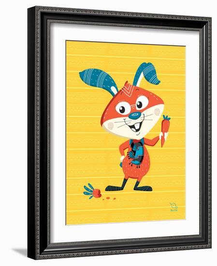 Carrots Up!-Blue Fish-Framed Art Print