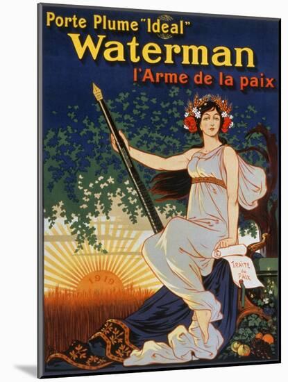 Carry the 'Ideal' Waterman Pen - the Weapon of Peace, 1919-Eugene Oge-Mounted Giclee Print