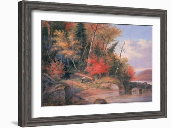 Carrying a Canoe to the River, St. Maurice-Cornelius Krieghoff-Framed Giclee Print