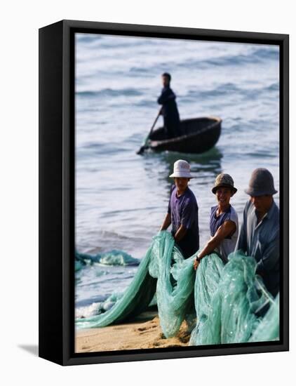 Carrying Fishing Nets Up the Beach after the Day's Work-Paul Harris-Framed Premier Image Canvas