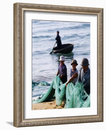 Carrying Fishing Nets Up the Beach after the Day's Work-Paul Harris-Framed Photographic Print