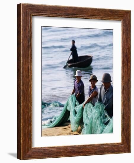 Carrying Fishing Nets Up the Beach after the Day's Work-Paul Harris-Framed Photographic Print