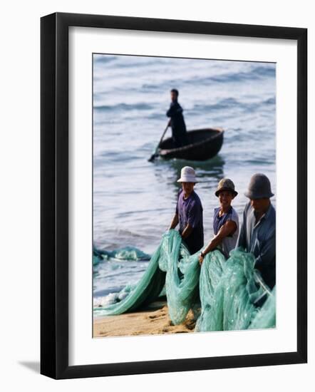 Carrying Fishing Nets Up the Beach after the Day's Work-Paul Harris-Framed Photographic Print