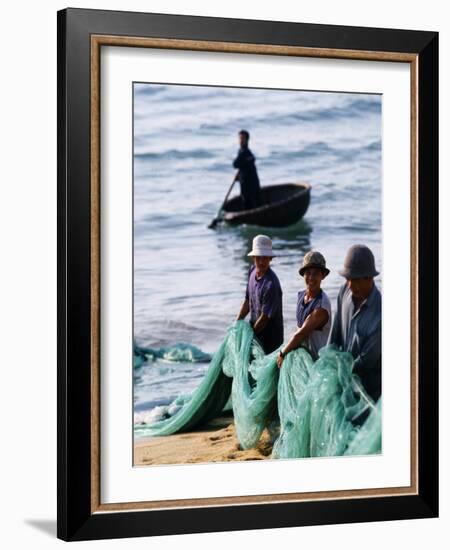 Carrying Fishing Nets Up the Beach after the Day's Work-Paul Harris-Framed Photographic Print