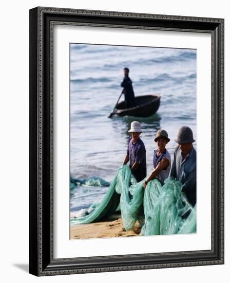 Carrying Fishing Nets Up the Beach after the Day's Work-Paul Harris-Framed Photographic Print