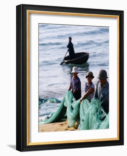 Carrying Fishing Nets Up the Beach after the Day's Work-Paul Harris-Framed Photographic Print