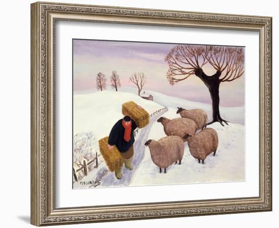 Carrying Hay to the Sheep in Winter-Margaret Loxton-Framed Giclee Print