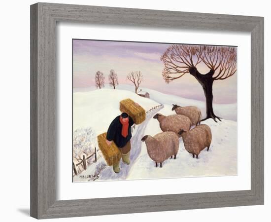 Carrying Hay to the Sheep in Winter-Margaret Loxton-Framed Giclee Print